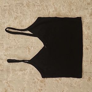 BRAND NEW SUNDAY BEST RIBBED BLACK CROP TANK TOP SZ S $35